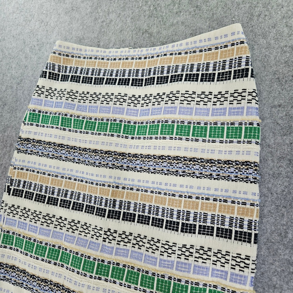 Ann Taylor Woven Geometric Midi Pencil Skirt Multicolor Textured Size 2
